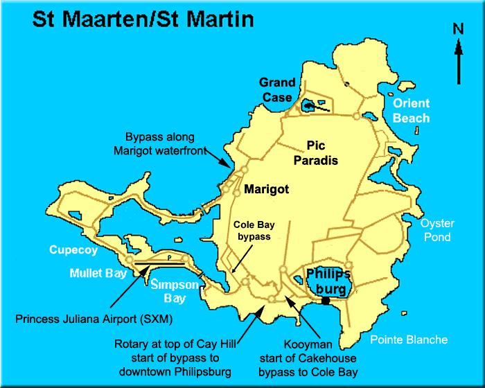 politisch karte von Saint Martin